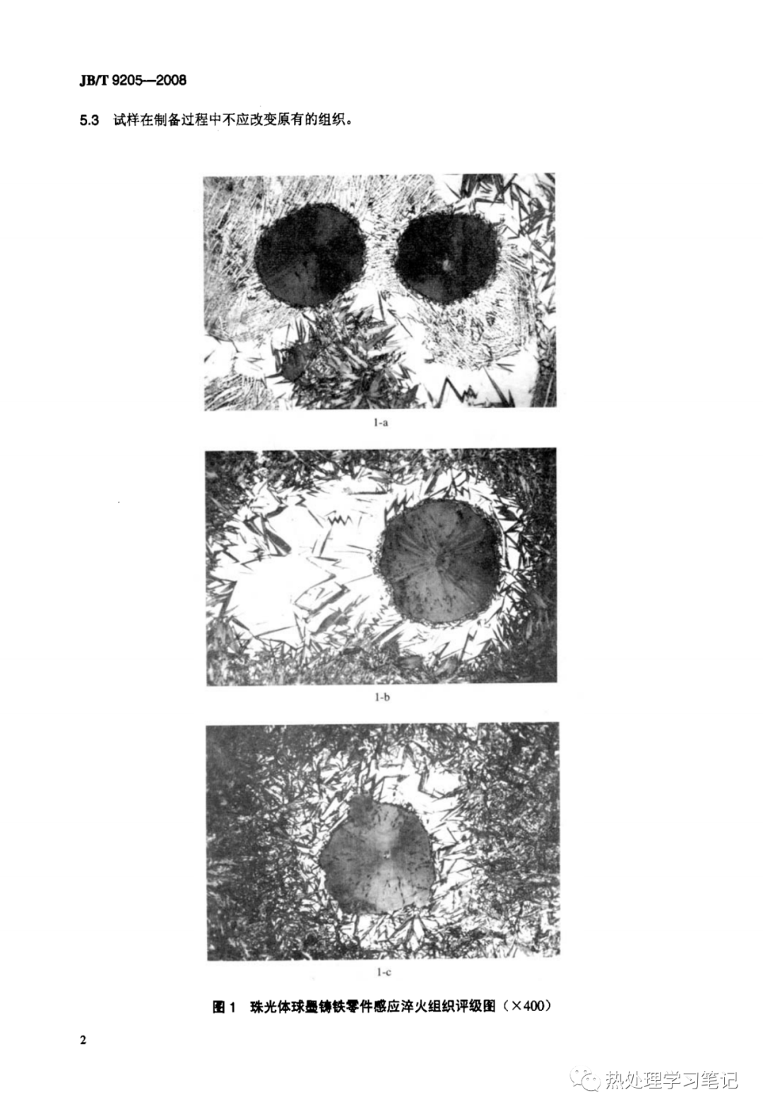 JB/T9205-2008 珠光体球墨铸铁零件感应淬火金相检验-钢铁百科