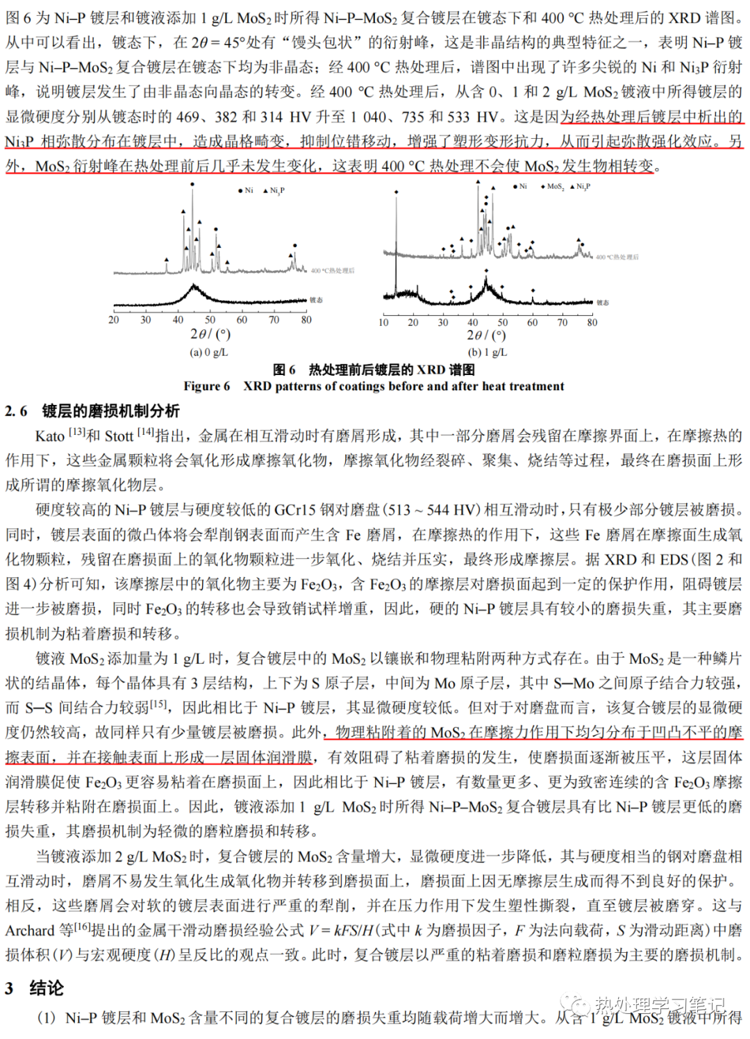 化学镀镍–磷–二硫化钼复合镀层及其磨损行为的研究-钢铁百科