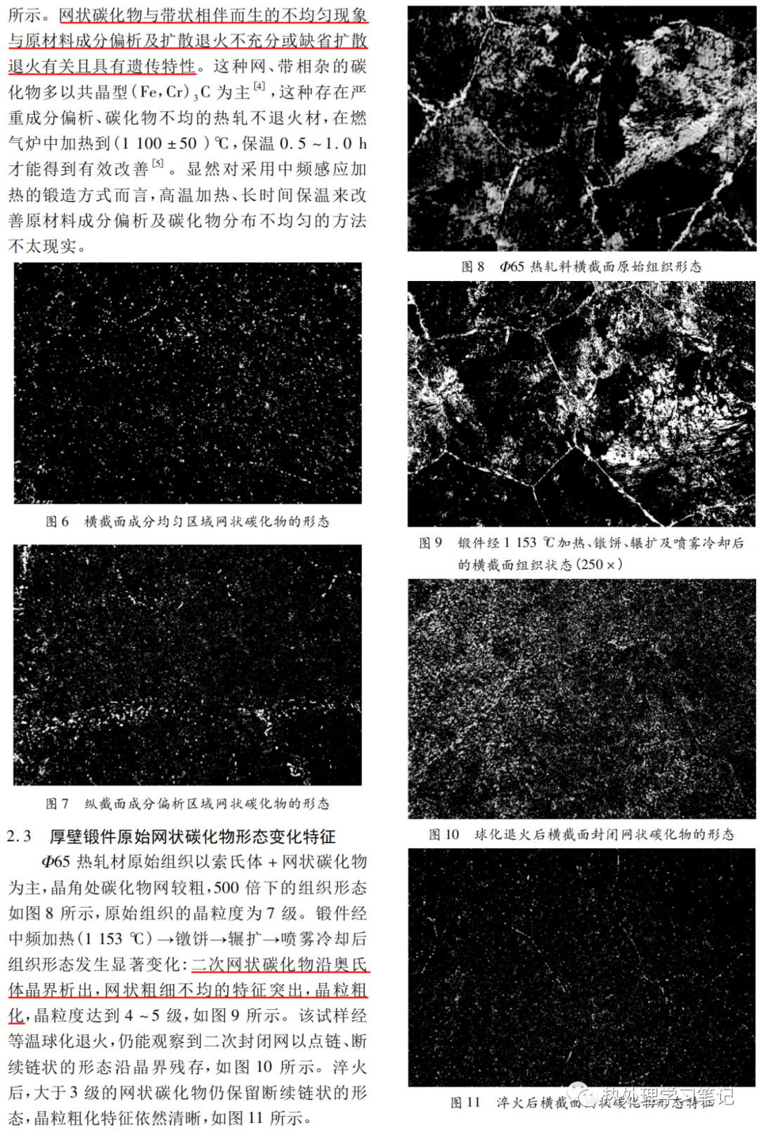 GCr15钢中网状碳化物在锻造及热处理过程中的形态变化-钢铁百科