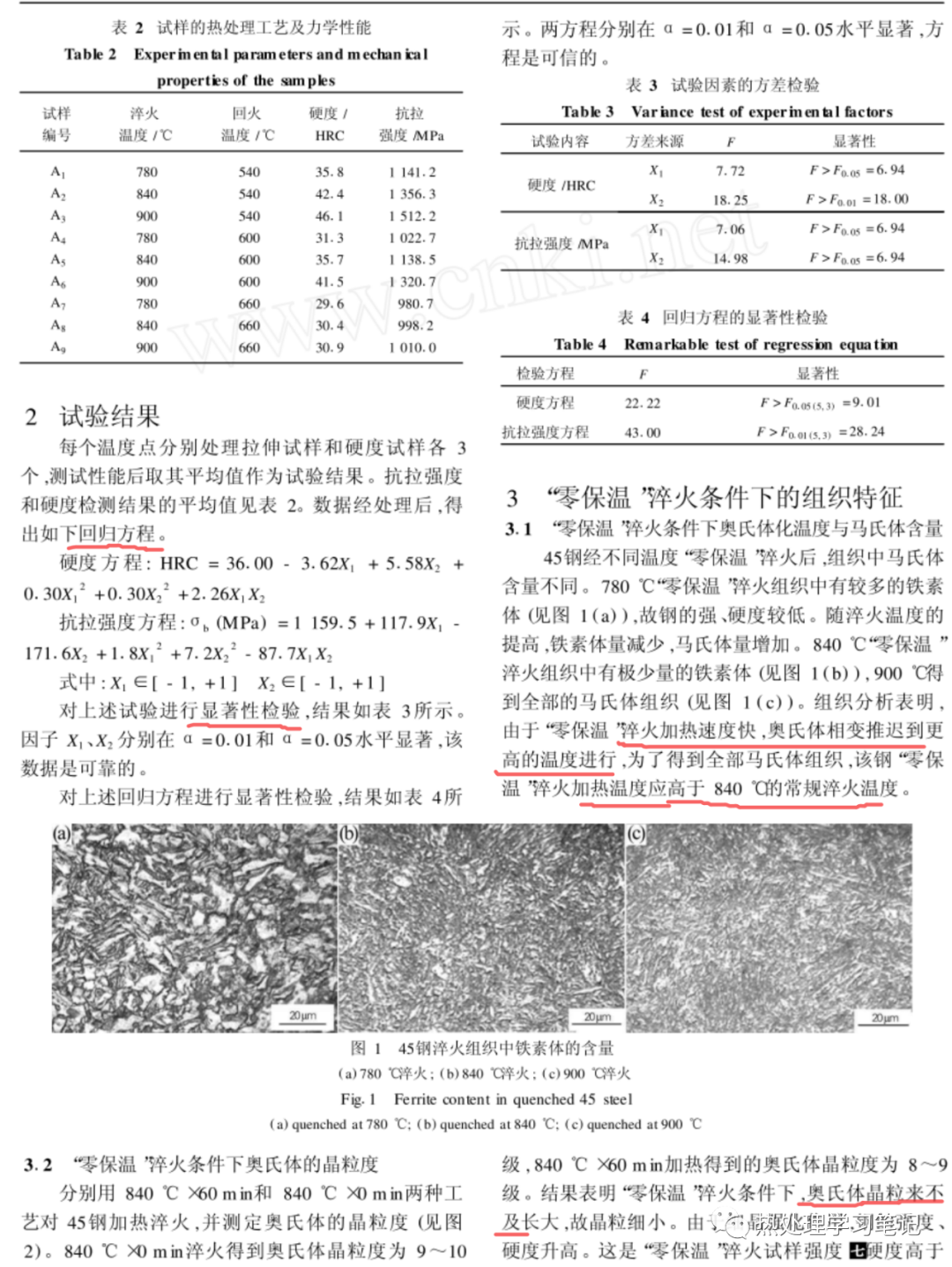 零保温淬火温度对45钢组织与性能的影响-钢铁百科